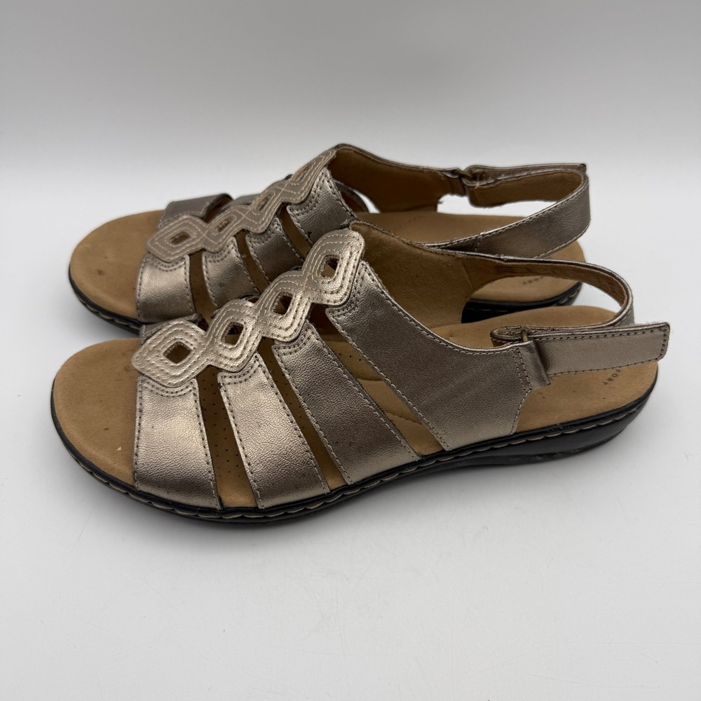 Clarks Slingback Sandals Womens 7.5 Bronze Metallic Leisa Janna Casual Summer
